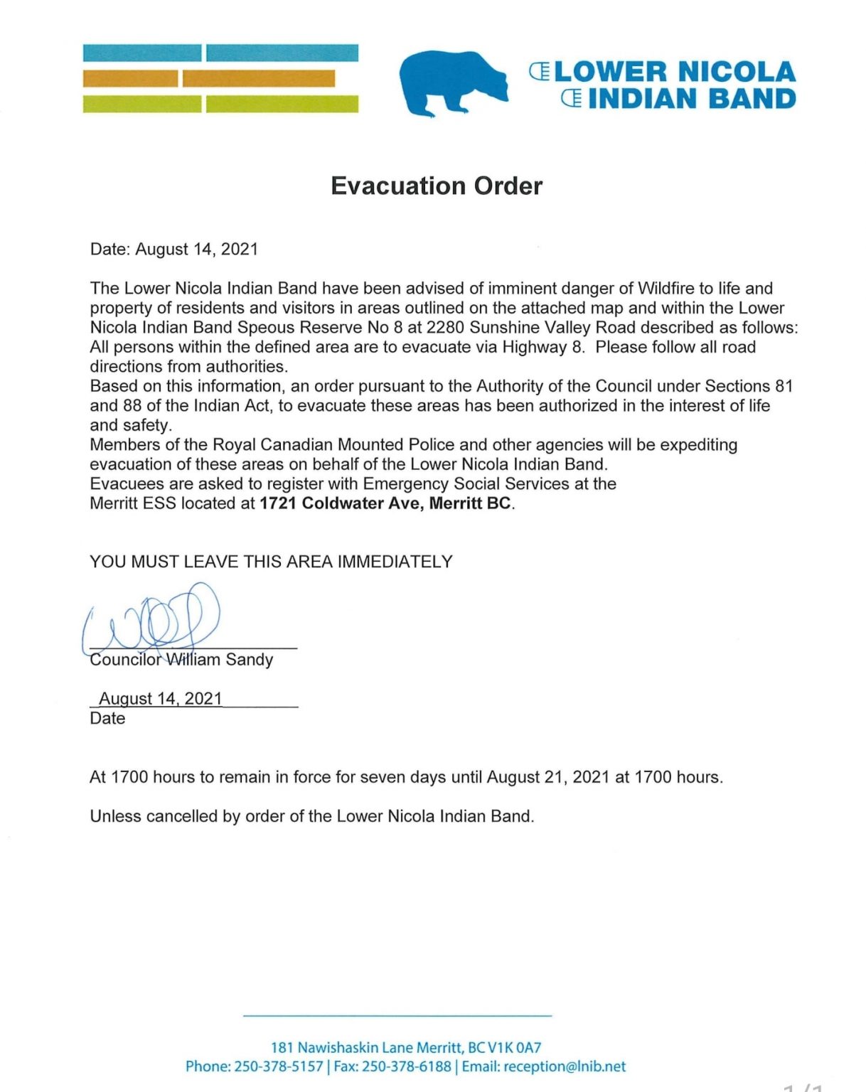 Evacuation order issued for Speous Reserve #8 | Q101